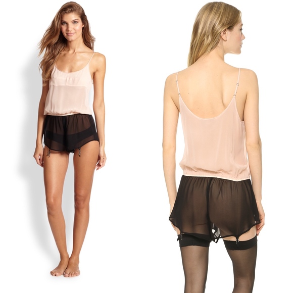 Fleur Du Mal Other - Fleur Du Mal Silk Pin Up Lingerie Romper Garter L
